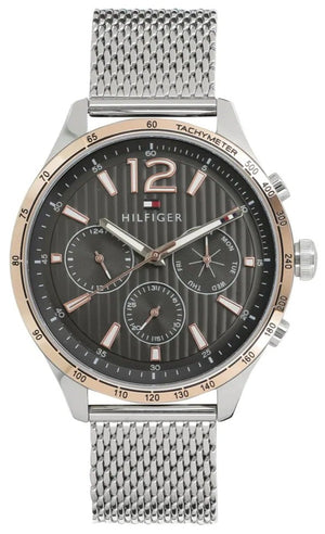 Tommy Hilfiger Gavin Chronograph Quartz Grey Dial Silver Mesh Bracelet Watch for Men - 1791466