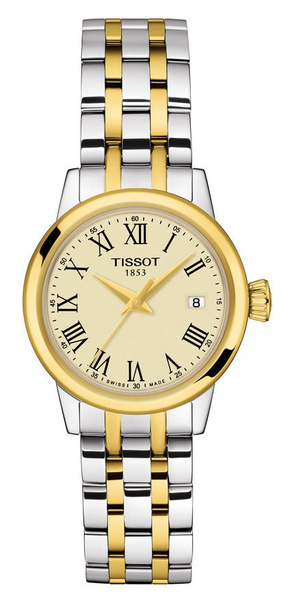 Tissot Classic Dream Lady Gold Dial Two Tone Steel Strap Watch For Women