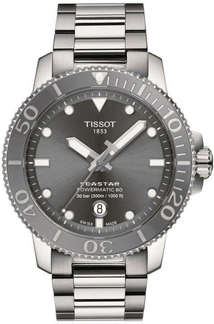 Tissot Seastar 1000 Powermatic 80 Grey Dial Silver Steel Strap Watch for Men - T120.407.11.081.01
