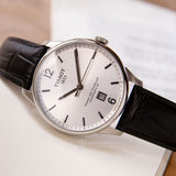 Tissot Chemin Des Tourelles Powermatic 80 Silver Dial Jam Tangan Tali Kulit Hitam Untuk Pria - T099.407.16.037.00