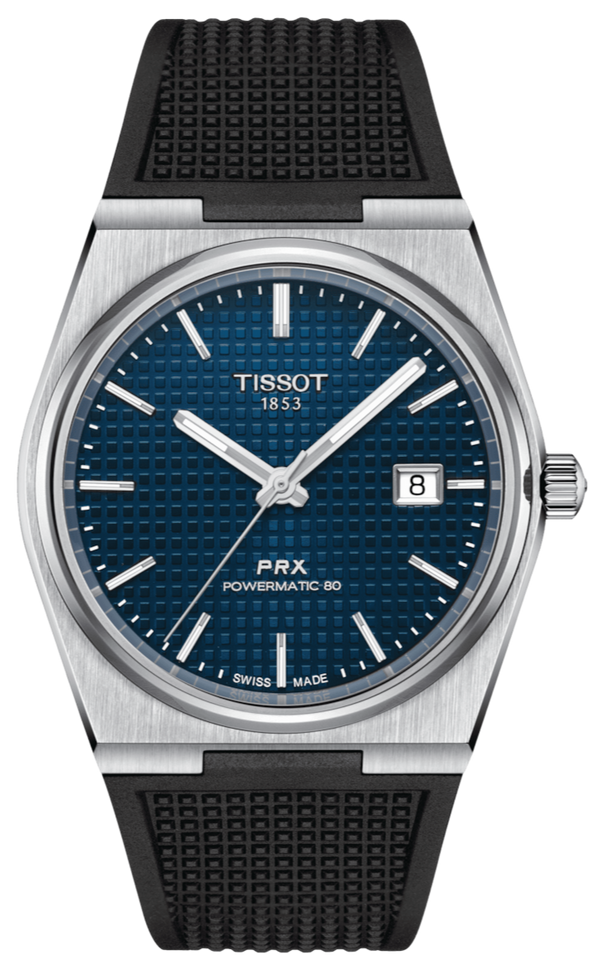 Tissot PRX Powermatic 80 Blue Dial Black Rubber Strap Watch for Men - T137.407.17.041.00