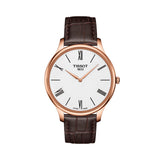Tissot Tradition 5.5 White Dial Brown Leather Strap Watch for Men - T063.409.36.018.00