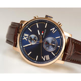 Tommy Hilfiger Alden Quartz Blue Dial Brown Leather Strap Watch for Men - 1791308