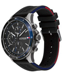 Tommy Hilfiger Bank Quartz Black Dial Black Rubber Strap Watch for Men - 1791724