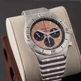 Breitling Chronomat B01 42 Brown Dial Silver Steel Strap Watch for Men - AB0134101K1A1