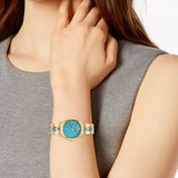 Michael Kors Petite Runway Mercer Blue Dial Gold Steel Strap Watch For Women - MK6673