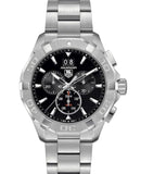 Tag Heuer Aquaracer Quartz Chronograph Black Dial Silver Steel Strap Watch for Men - CAY1110.BA0927