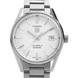 Tag Heuer Carrera Automatic Caliber 5 White Dial Silver Steel Strap Watch for Men - WAR211B.BA0782