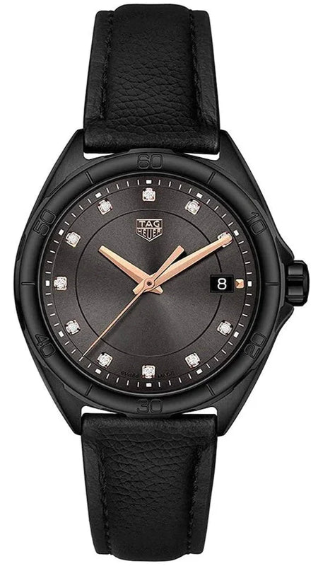 Jam Tangan Tag Heuer Formula 1 Quartz Diamonds Black Dial Black Leather Strap untuk Wanita - WBJ1317.FC8230