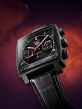 Tag Heuer Monaco Automatic Chronograph Black Dial Black Leather Strap Watch for Men - CBL2180.FC6497