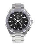 Tag Heuer Aquaracer Quartz Chronograph Black Dial Silver Steel Strap Watch for Men - CAY1110.BA0927