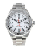 Tag Heuer Aquaracer Calibre 5 Jam Tangan Tali Baja Perak Dial Putih Otomatis untuk Pria - WAY2013.BA0927