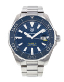 Tag Heuer Aquaracer Calibre 5 Blue Dial Silver Steel Strap Watch for Men - WAY201B.BA0927