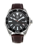 Tag Heuer Aquaracer Caliber 5 Black Dial Brown Leather Strap Watch for Men - WAY201M.FC6474