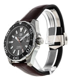 Tag Heuer Aquaracer Caliber 5 Black Dial Brown Leather Strap Watch for Men - WAY201M.FC6474