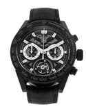 Tag Heuer Carrera Chronograph Tourbillion Ceramic Black Dial Black Leather Strap Watch for Men - CAR5A90.FC6415