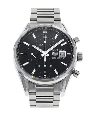 Tag Heuer Carrera Automatic Chronograph Black Dial Silver Steel Strap Watch for Men - CBK2110.BA0715