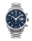 Tag Heuer Carrera Chronograph 41mm Blue Dial Silver Steel Strap Watch for Men - CBK2112.BA0715