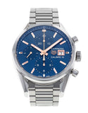 Tag Heuer Carrera Automatic Chronograph Blue Dial Silver Steel Strap Watch for Men - CBK2115.BA0715