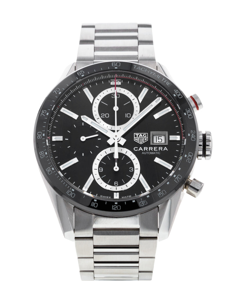 Tag Heuer Carrera Automatic Chronograph Black Dial Silver Steel