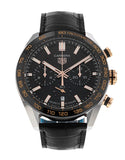 Tag Heuer Carrera Chronograph Black Dial Black Leather Strap Watch for Men - CBN2A5A.FC6481