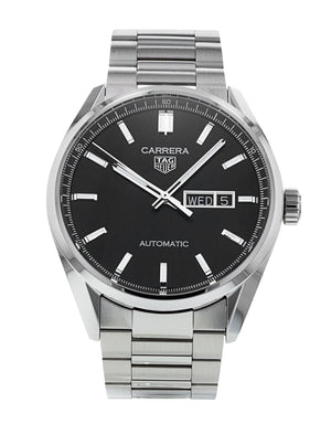 Tag Heuer Carrera Day Date Automatic Black Dial Silver Steel Strap Watch for Men - WBN2010.BA0640