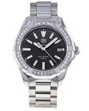 Jam Tangan Tag Heuer Aquaracer Quartz Diamonds Black Dial Silver Steel Strap untuk Wanita - WAY131P.BA0748