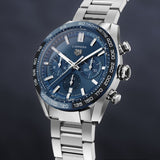 Tag Heuer Carrera Chronograph Blue Dial Silver Steel Strap Watch for Men - CBN2A1A.BA0643