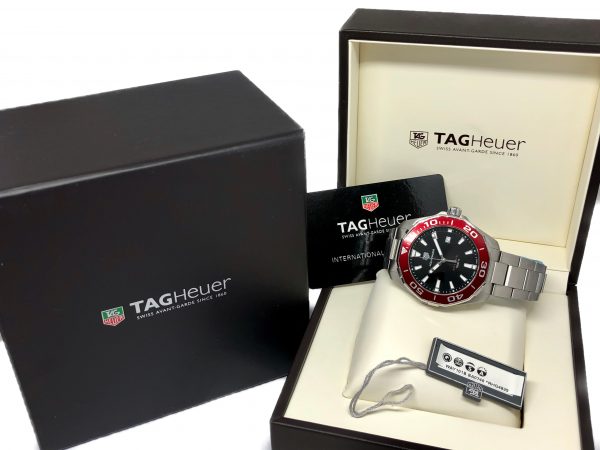 Tag Heuer Aquaracer 43mm Jam Tangan Tali Baja Perak Dial Hitam untuk Pria - WAY101B.BA0746