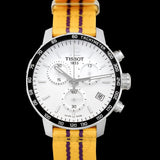 Tissot Quickster Chronograph NBA LA Lakers White Dial Yellow NATO Strap Watch for Men - T095.417.17.037.05