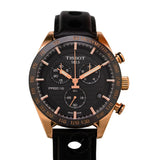 Tissot PRS 516 Chronograph Black Dial Jam Tangan Tali Kulit Hitam Untuk Pria - T100.417.36.051.00