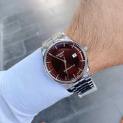 Tissot Luxury Powermatic 80 Brown Dial Silver Steel Strap Watch For Men - T086.407.11.291.00