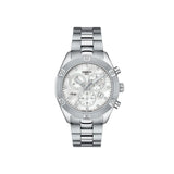 Tissot PR 100 Sport Chic Chronograph Diamonds Mother of Pearl Dial Silver Steel Strap Watch for Women - T101.917.11.116.00