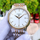 Tissot T Classic Carson Quartz White Dial Two Tone Steel Strap Watch for Men - T085.410.22.011.00