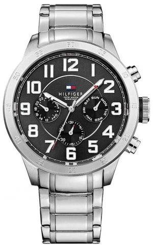 Tommy Hilfiger Trent Quartz Black Dial Silver Steel Strap Watch for Men - 1791054