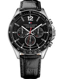 Tommy Hilfiger Luke Quartz Black Dial Black Leather Strap Watch for Men - 1791117