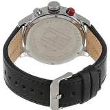 Tommy Hilfiger Trent Multifunction White Dial Black Leather Strap Watch for Men - 1791138