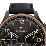 Tommy Hilfiger Asher Chronograph Black Dial Black Leather Strap Watch For Men - 1791854