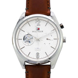 Tommy Hilfiger Deacon White Dial Brown Leather Strap Watch for Men - 1791550