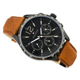 Tommy Hilfiger Gavin Chronograph Quartz Black Dial Brown Leather Strap Watch for Men - 1791470