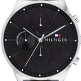 Tommy Hilfiger Chase Quartz Black Dial Silver Steel Strap Watch For Men - 1791485