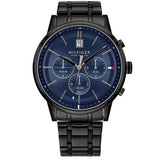 Tommy Hilfiger Kyle Quartz Blue Dial Black Steel Strap Watch for Men - 1791633