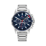 Tommy Hilfiger Mason Quartz Blue Dial Silver Steel Strap Watch for Men - 1791788