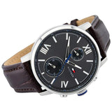 Tommy Hilfiger Alden Quartz Black Dial Brown Leather Strap Watch for Men - 1791309