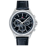 Tommy Hilfiger Ari Diamonds Black Dial Black Leather Strap Watch for Women - 1781981