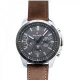 Tommy Hilfiger Decker Grey Dial Brown Leather Strap Watch for Men - 1791562