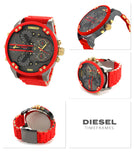 Diesel Mr Daddy 2.0 Chronograph Grey Dial Red Rubber Strap Watch For Men - DZ7430