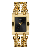 Guess Trend Multi Chain Black Dial Gold Steel Strap Watch for Women - U1117L5