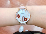 Fossil Jacqueline Three Hand Mother of Pearl Dial Pink Leather Strap Watch for Women - ES4671