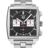 Tag Heuer Monaco Automatic Chronograph Black Dial Silver Steel Strap Watch for Men - CBL2113.BA0644